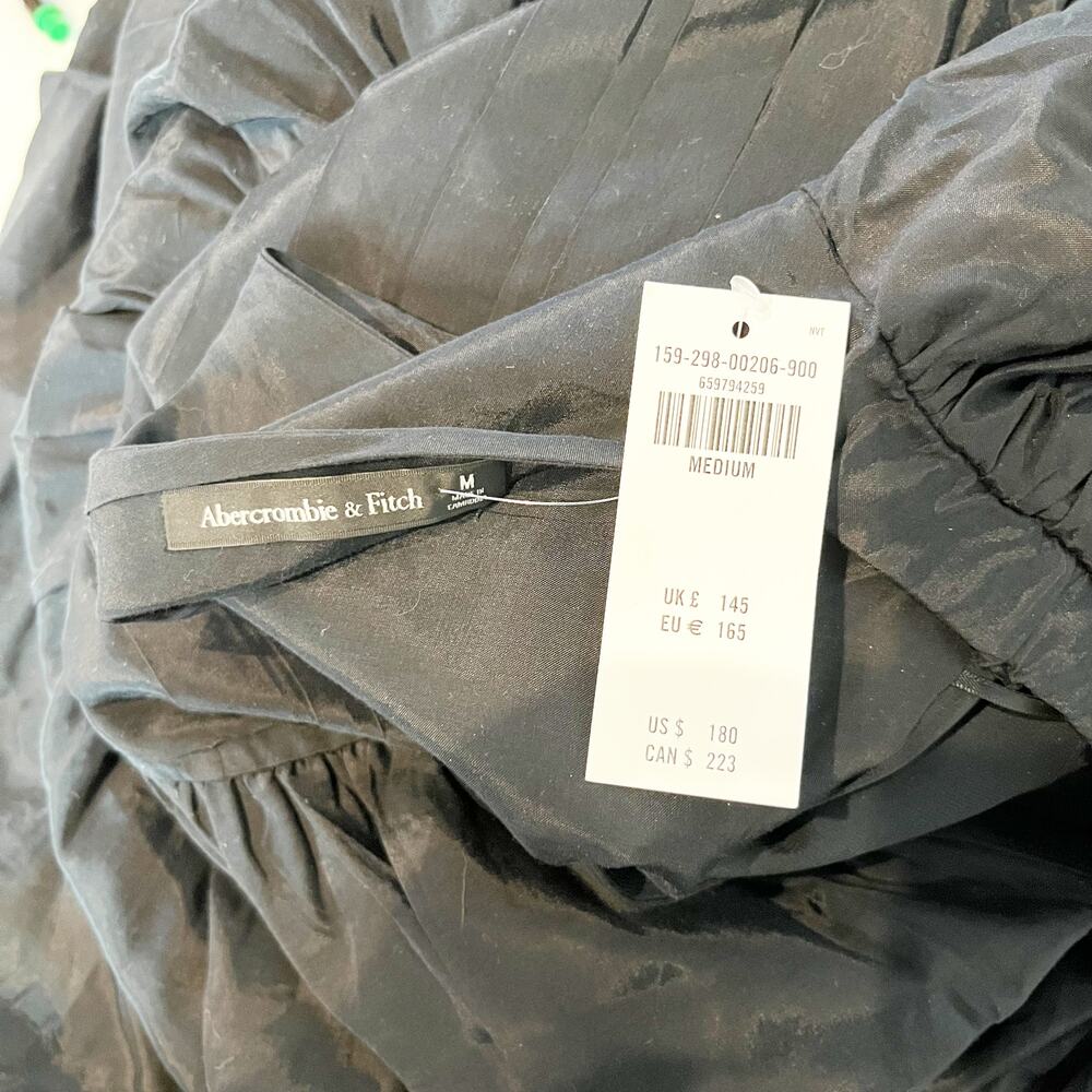 Abercrombie Emerson Puff Short Sleeve Bow Tie Back Maxi Dress Black Medium - Picture 4 of 4
